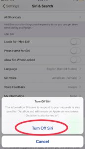 Turn Off Siri iOS 12