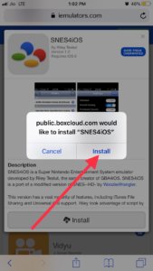 Snes4ios emulator on iOS 12