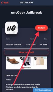 Install Uncover Jailbreak