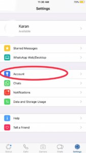 lock the whatsapp account