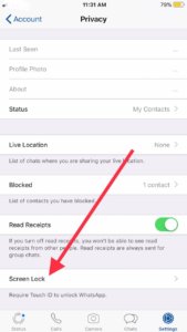 Screen Lock in Whatsapp