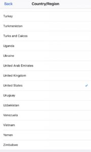 change country in app store