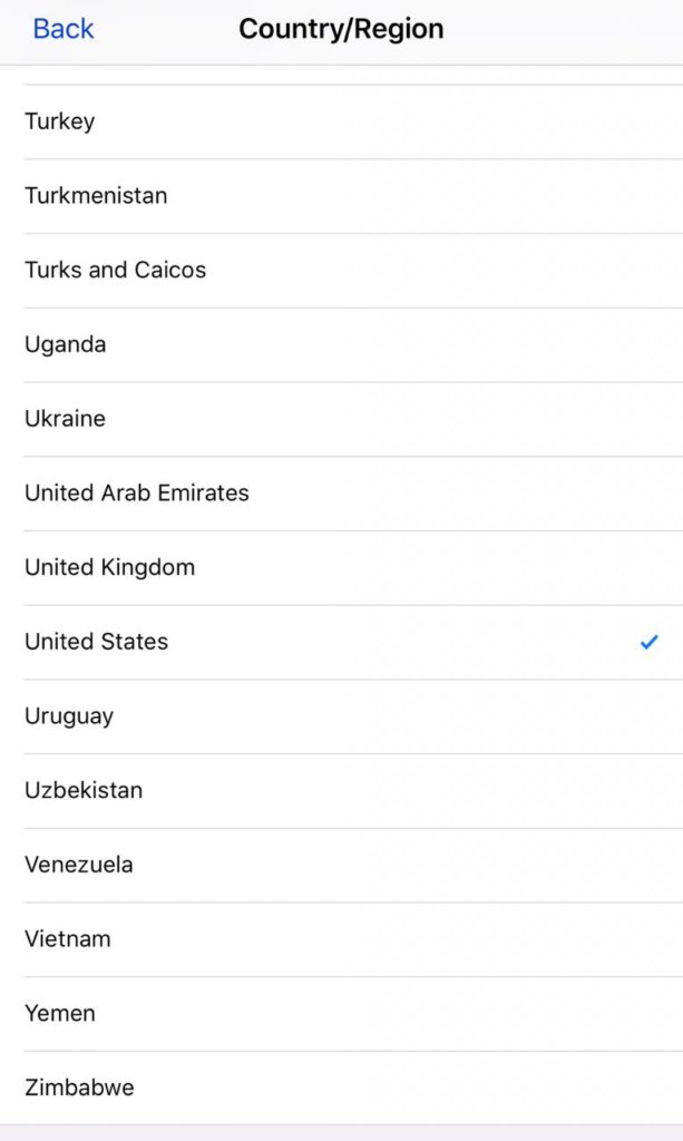 change country in app store