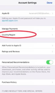 change country app store