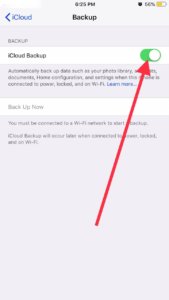 Turn off icloud backup iOS 12