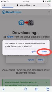 Downloading iOS 13 Beta
