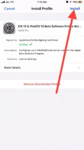 install iOS 13 Public Beta Profile