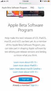 iOS 13 Public Beta program