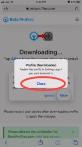 iOS 13 Beta Profile downloaded