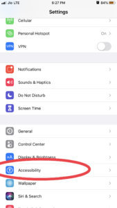 Accessibilty settings on iphone iOS 13