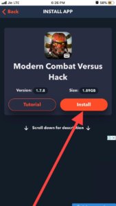 Modern Combat Versus Hack iOS