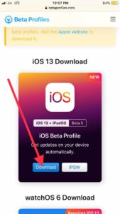 iOS 13 beta profile download