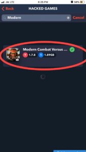 Search Modern Combat versus hack