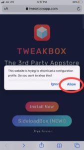 Downloading Tweakbox iOS 12