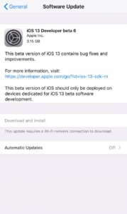 iOS 13 Developer Beta 6