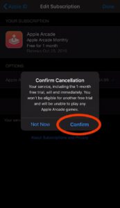 Cancelling apple arcade subscription