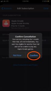 Confirm Apple Arcade's free trial
