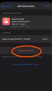 Cancel Free Trial of Apple Arcade