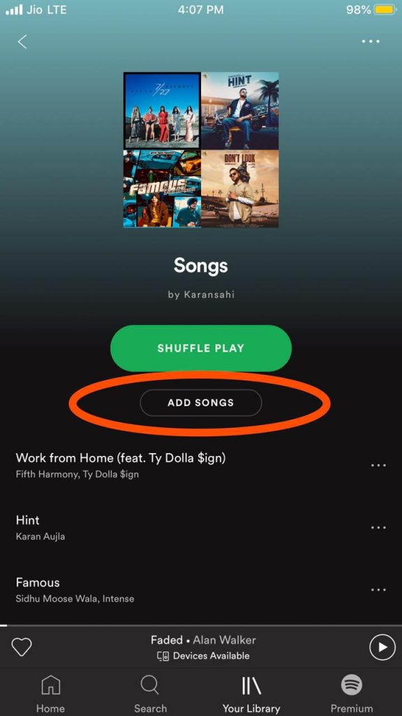Add Songs to playlist iPhone spotify