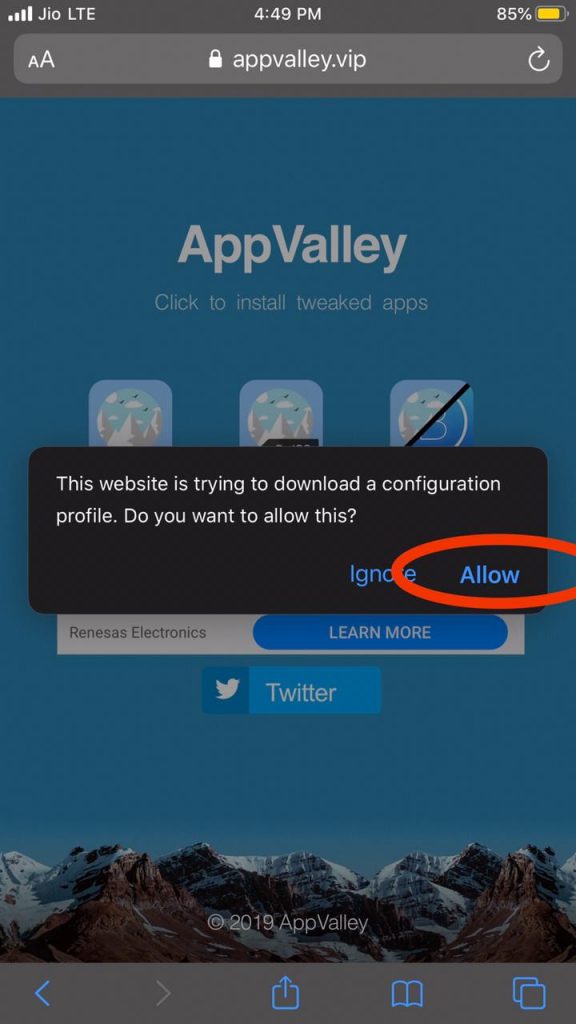 Allow App Valley