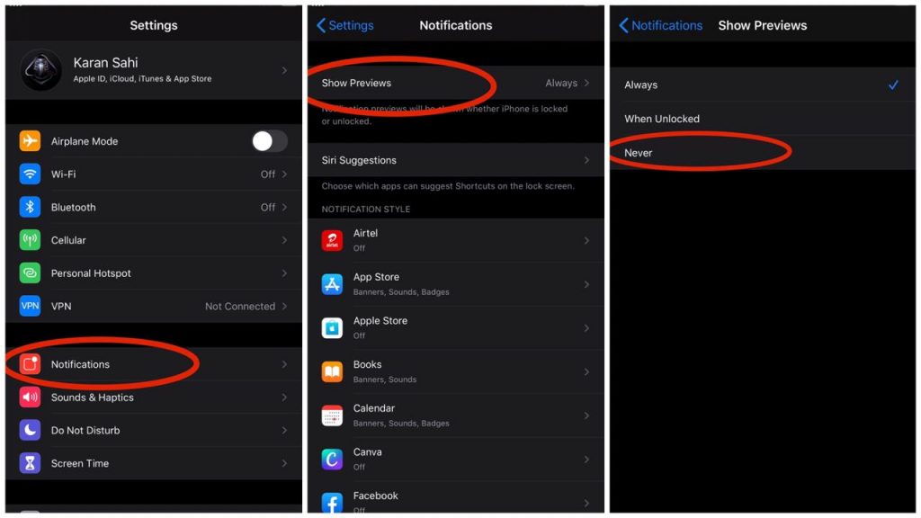 How to hide notifications on lock screen iPhone