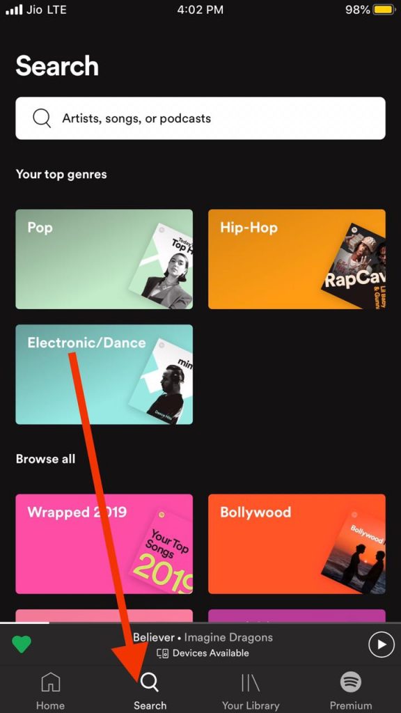Search songs to add in playlist
