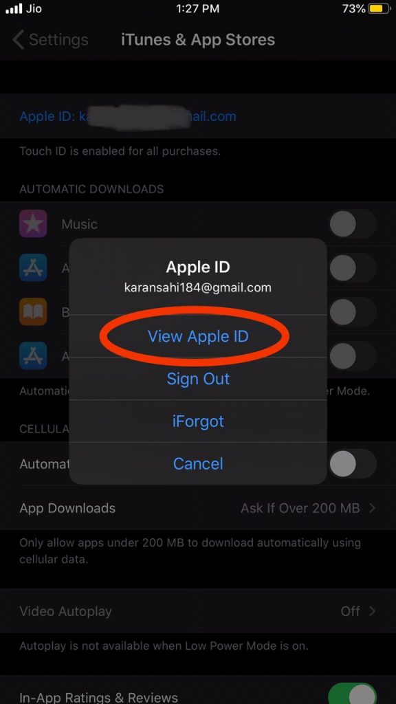View Apple ID