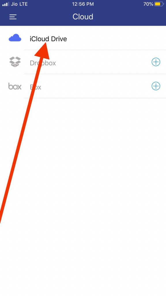 Select iCloud Drive where PDF is saved