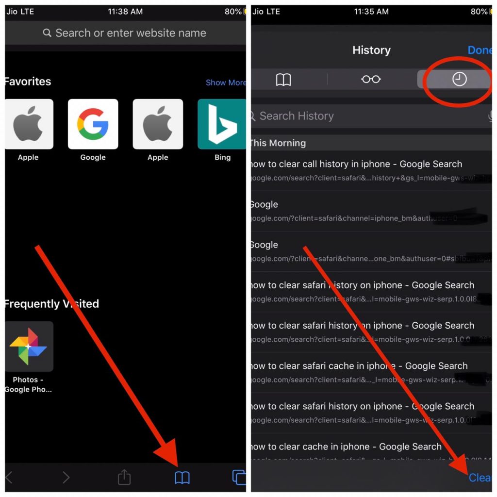 How to clear safari search history