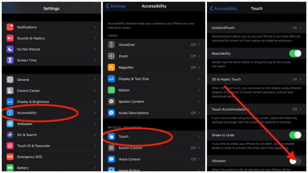 How to disable vibration on iPhone iOS 13