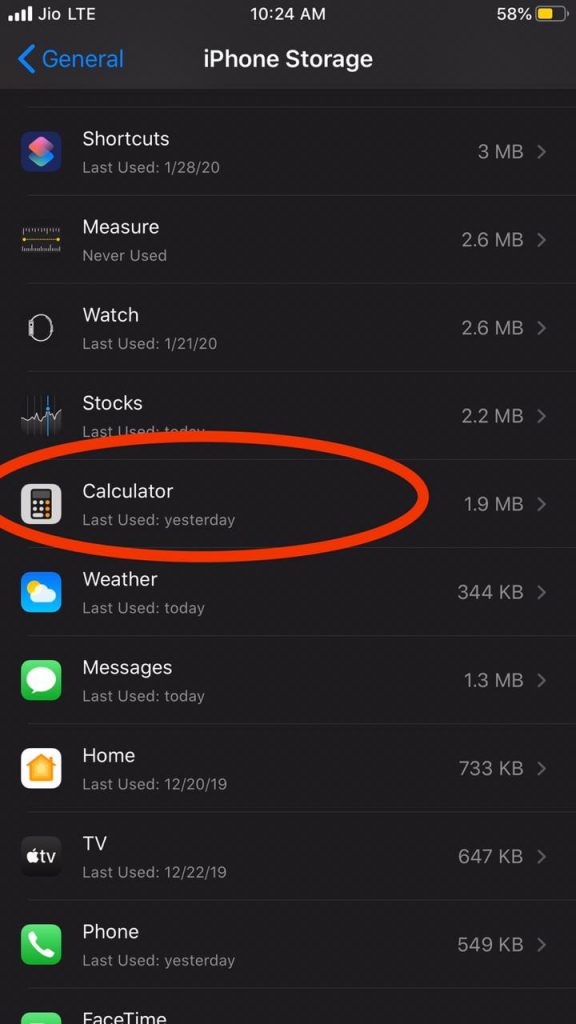 Select an app to delete
