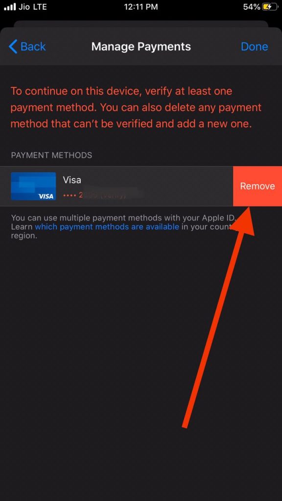 Remove Credit card from Apple ID