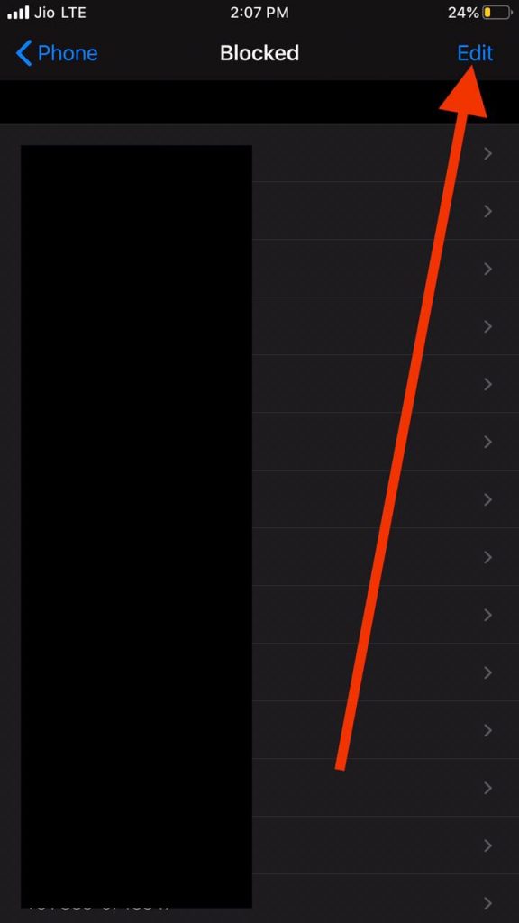 Edit Blocked Contacts