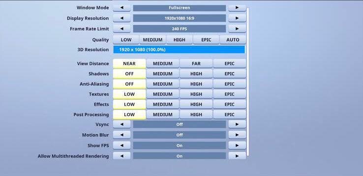 Change Fortnite Display Settings
