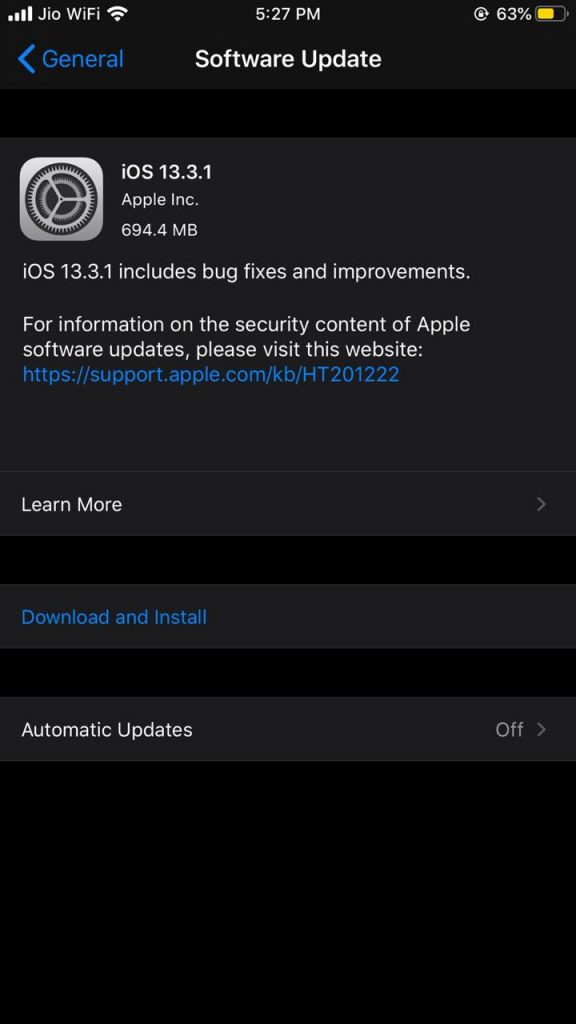 Download Software Update iPhone using Mobile data
