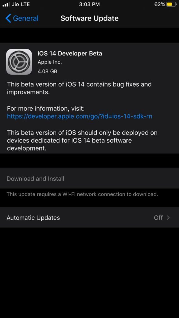 iOS 14 Developer Beta Download