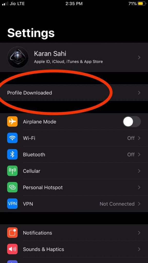 iOS 14 Developer Beta Profile Downloaded